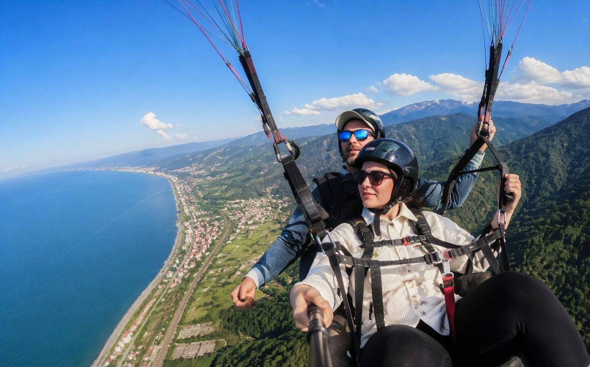 Параплан в тандеме над Красной Поляной — старт с Альпики 2 256 м